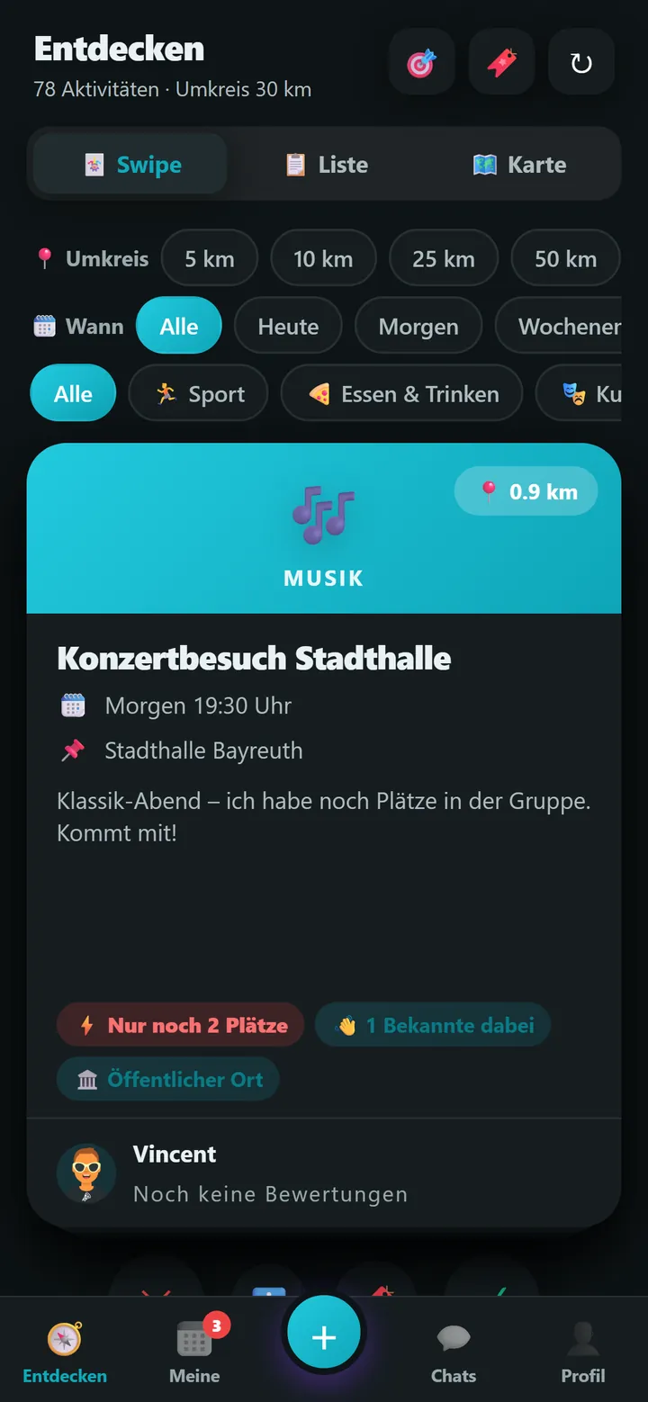 Die App im Dunkelmodus