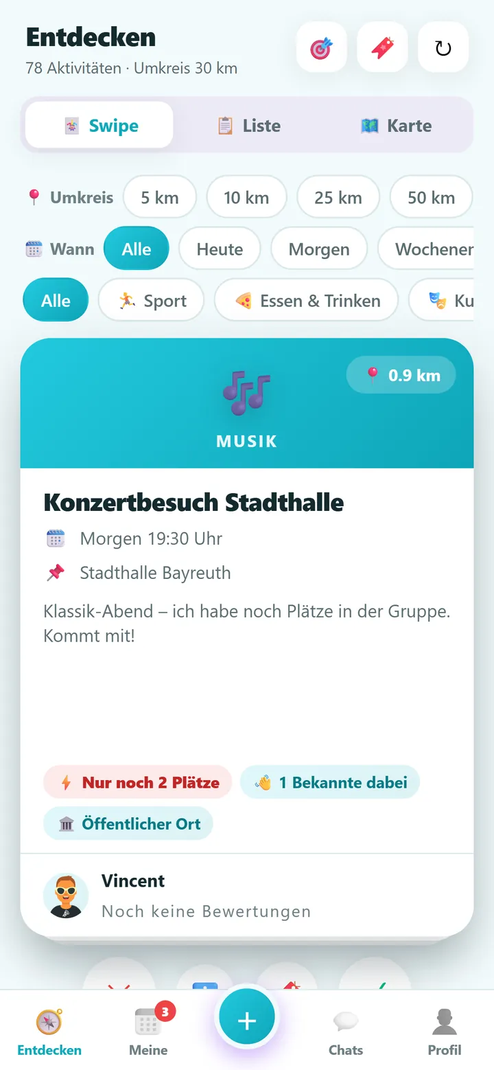 Formular zum Erstellen einer eigenen Aktivität